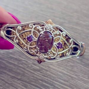 sterling silver amethyst rutile bangle bracelet